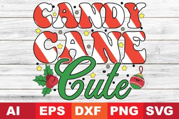 Candy Cane Groovy T-shirt Graphics for Holiday Crafts