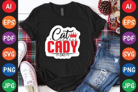 Cat Cady: A Playful Graphic Asset for T-Shirt Designs & Branding
