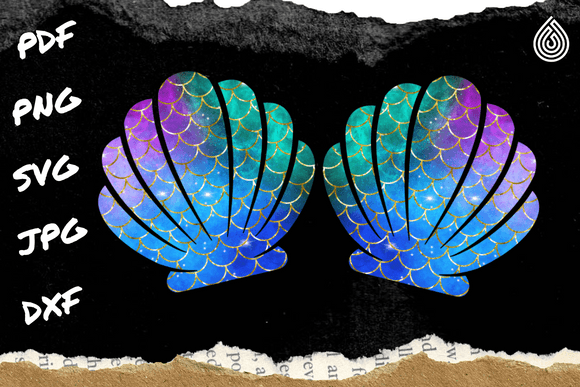 Mermaid Shell Bra Graphics for Craft & Design Projects